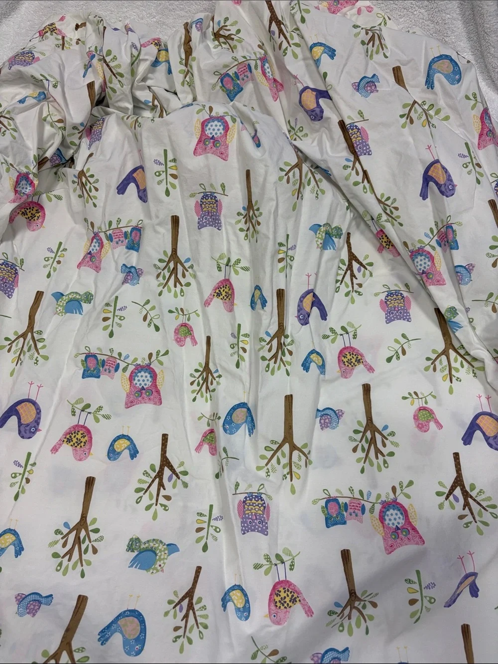Pottery Barn Kids Hayley Owl Trees Birds Organic twin fitted Sheet Retired 12’
